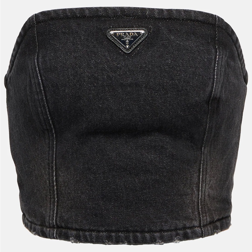 Prada Black Strapless Denim Bandeau Top - Picture 3 of 4